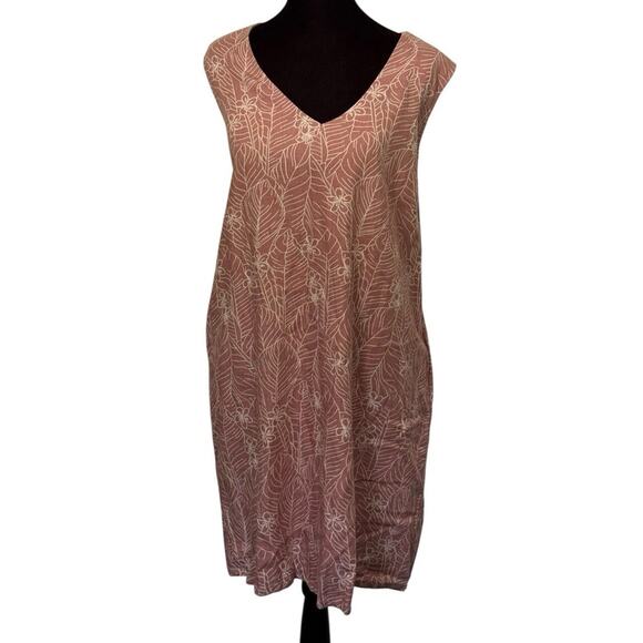 Orvis Linen Knee Length XL Pink Tropical Summer Sleeveless X Large Pockets NEW - Picture 1 of 10
